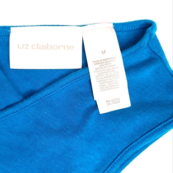 Liz Cliborne Beaded V Neck Tank Top size Medium Blue - Picture 4 of 5